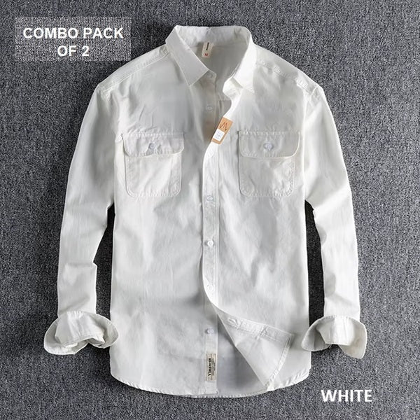 Casual Simple Fashion Men’s Shirts Pure Cotton Pack Of 2 Combo, Choose Any Variant's