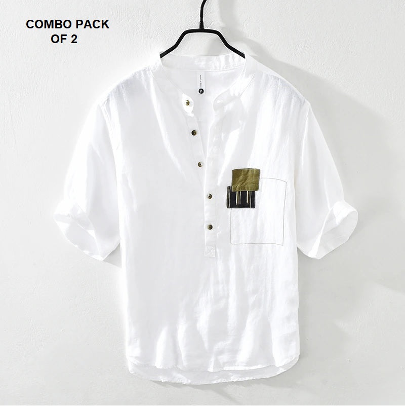 Black And White Combo Half Sleeve Summer Shirt