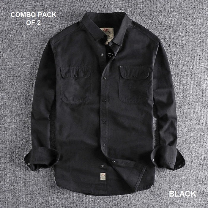 Casual Simple Fashion Men’s Shirts Pure Cotton Pack Of 2 Combo, Choose Any Variant's