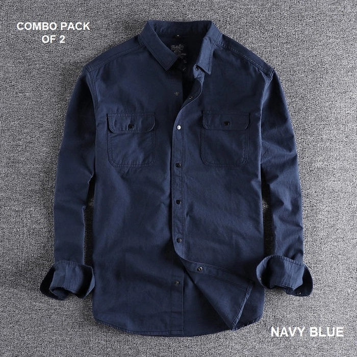 Casual Simple Fashion Men’s Shirts Pure Cotton Pack Of 2 Combo, Choose Any Variant's
