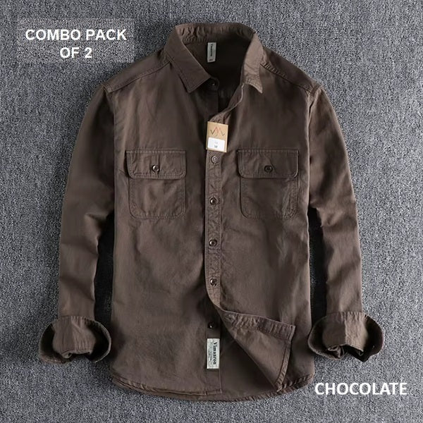 Casual Simple Fashion Men’s Shirts Pure Cotton Pack Of 2 Combo, Choose Any Variant's