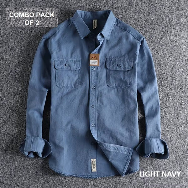 Casual Simple Fashion Men’s Shirts Pure Cotton Pack Of 2 Combo, Choose Any Variant's