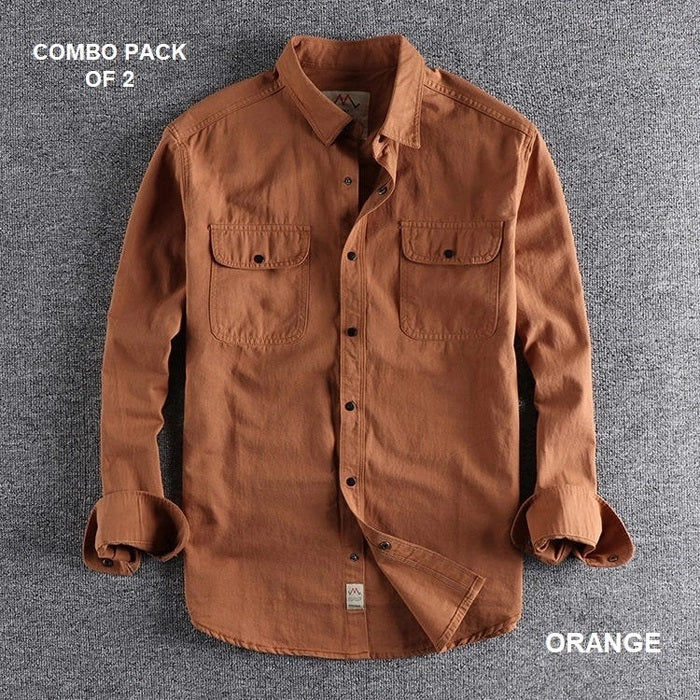 Casual Simple Fashion Men’s Shirts Pure Cotton Pack Of 2 Combo, Choose Any Variant's