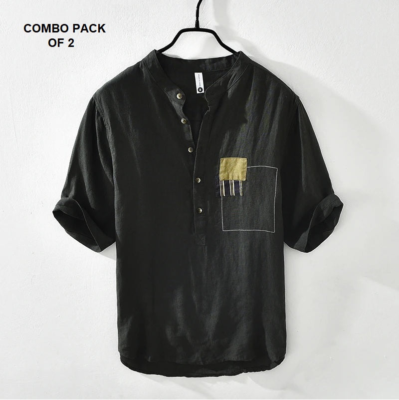 Black And White Combo Half Sleeve Summer Shirt