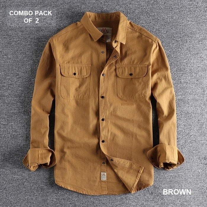 Casual Simple Fashion Men’s Shirts Pure Cotton Pack Of 2 Combo, Choose Any Variant's
