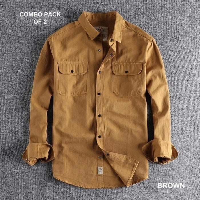 Casual Simple Fashion Men's Shirts Pure Cotton Pack Of 2 Combo, Choose Any Varients