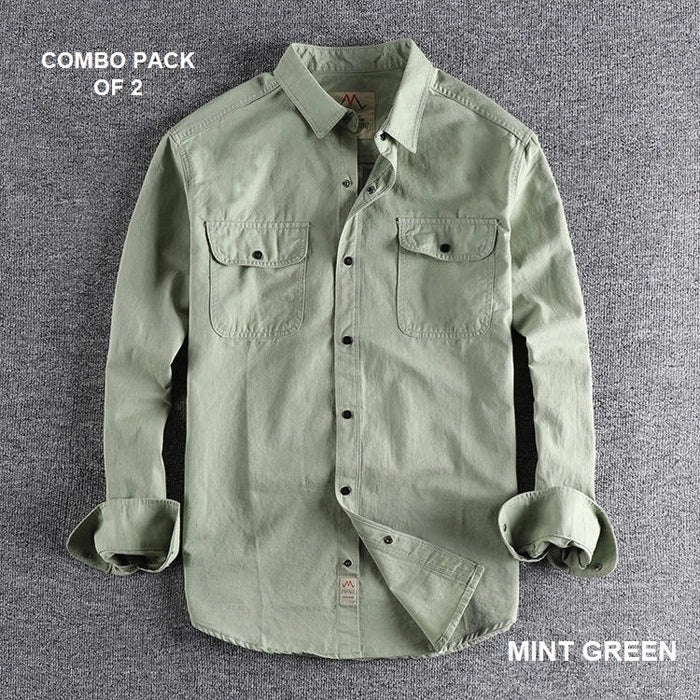 Casual Simple Fashion Men’s Shirts Pure Cotton Pack Of 2 Combo, Choose Any Variant's